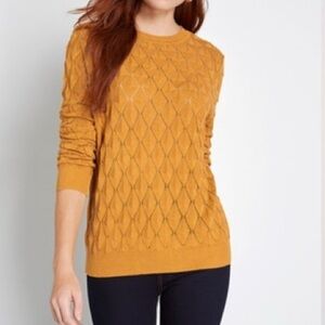 Modcloth Mustard yellow gold textured sweater sz L